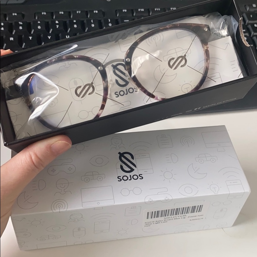Sojos Retro Big Round Blue Light Computer Glasses
